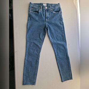 Hudson Natalie Mid Rise Super Skinny Ankle Jeans Raw Hem Medium Wash 27